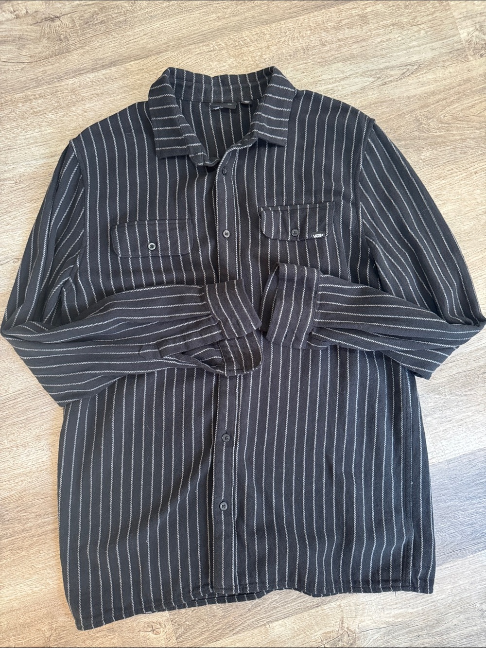 Men’s Vans Striped Button Down Shirt in Black & White